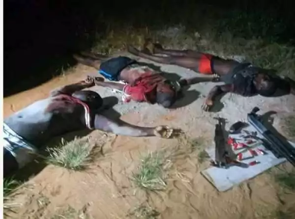 Omg! See 3 Deadly Armed Robbers Shot Dead During Gun Battle With Police in Asaba (Photo)